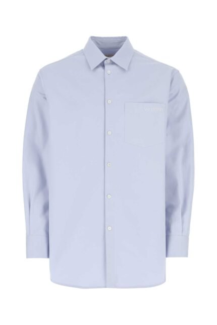 Powder blue cotton blend oversize shirt