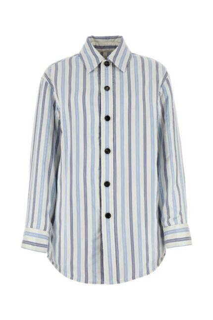 Embroidered silk oversize padded shirt