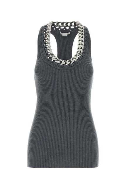 Grey stretch wool blend top