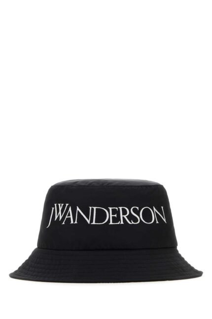 Black nylon blend bucket hat