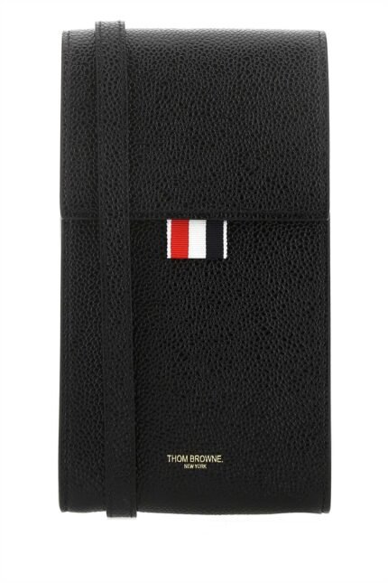 Black leather phone holder