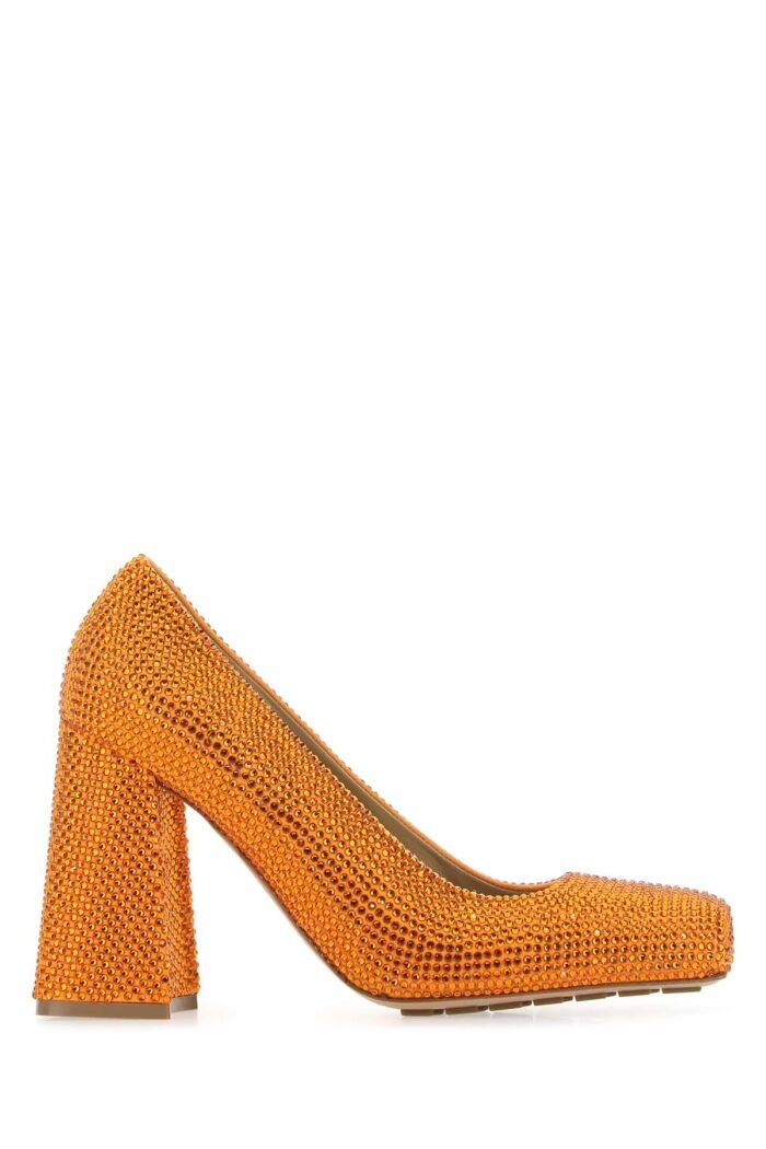 Orange leather and rhinestones Tower pumps - Image 1