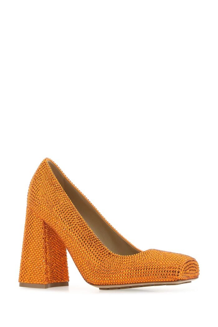 Orange leather and rhinestones Tower pumps - Image 2