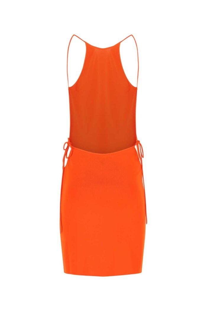 Orange stretch viscose blend dress - Image 2