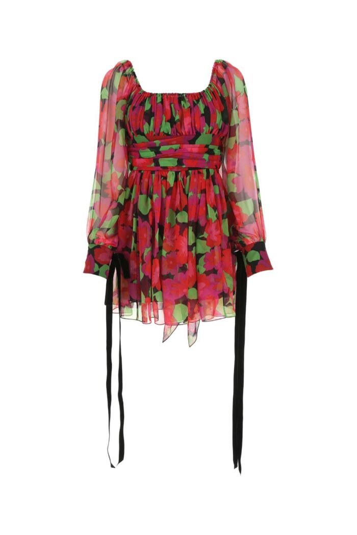 Printed silk mini dress - Image 1