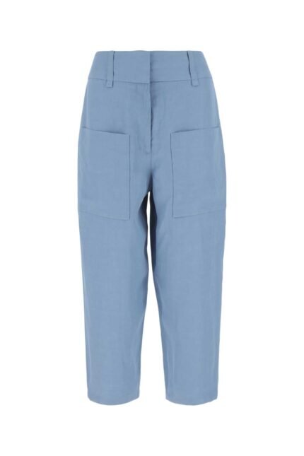 Light-blue viscose blend culotte pant