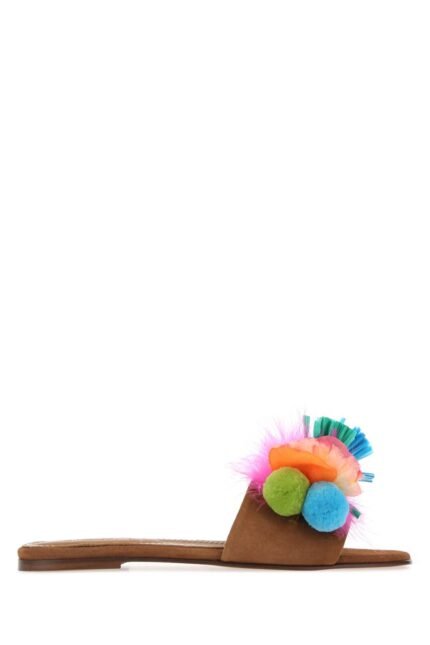 Embellished suede Tutti Frutti slippers