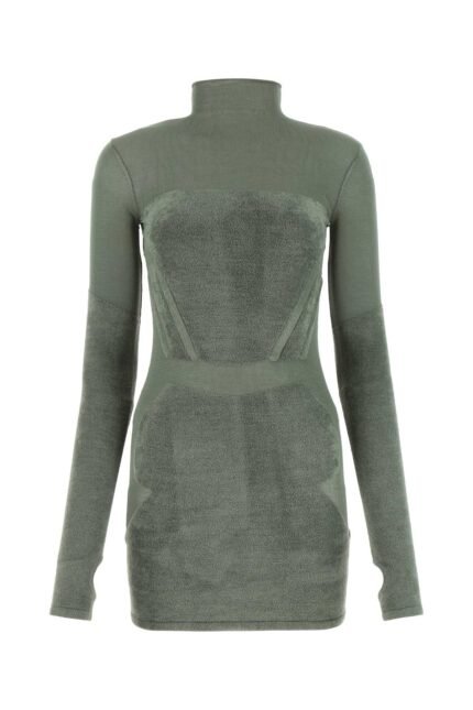 Sage green stretch viscose blend mini dress