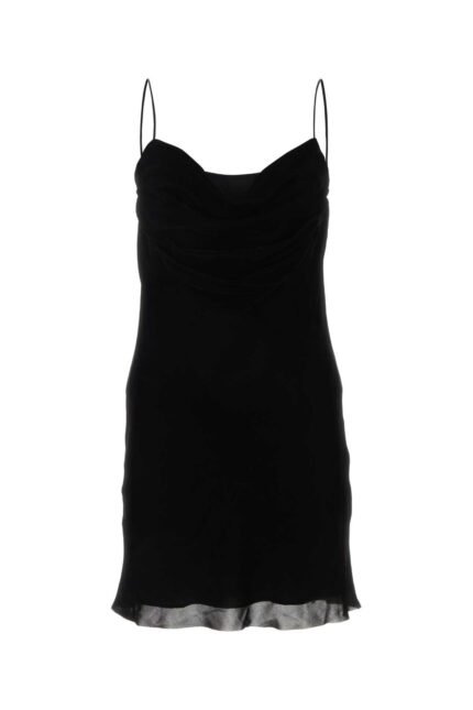 Black velvet mini dress
