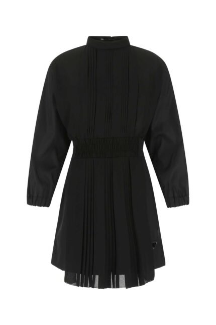 Black Re-Nylon and crepe jumpsuit