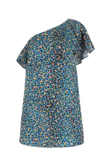 Printed stretch silk mini dress