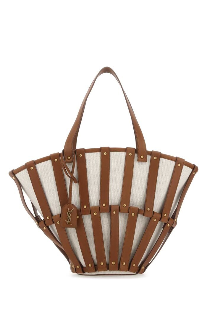 Two-tone canvas and leather medium Beatrix shopping bag - Image 1
