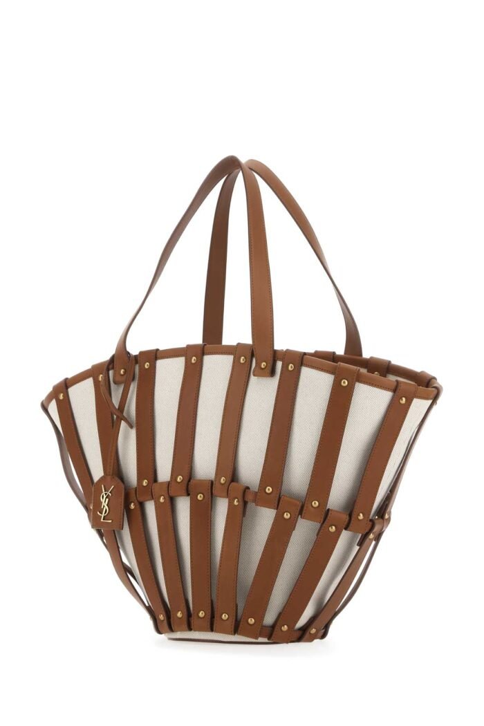 Two-tone canvas and leather medium Beatrix shopping bag - Image 2