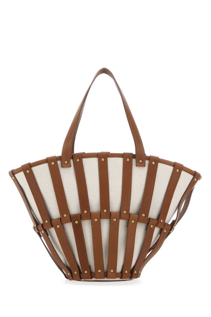 Two-tone canvas and leather medium Beatrix shopping bag - Image 3