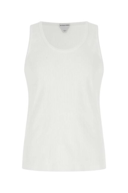 White stretch cotton tank top