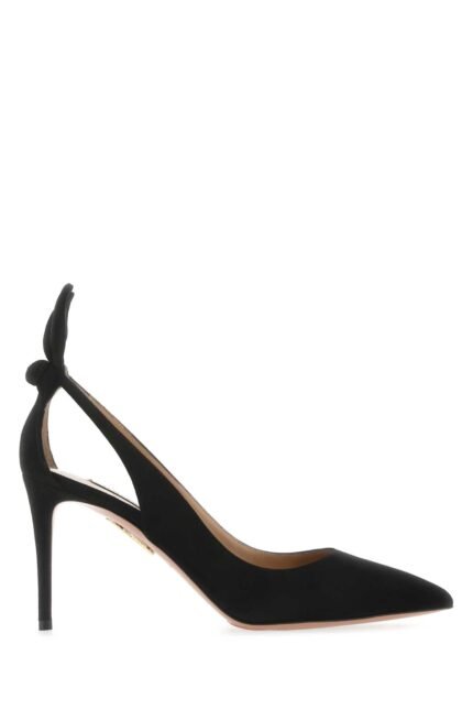 Black suede Bow Tie 85 pumps