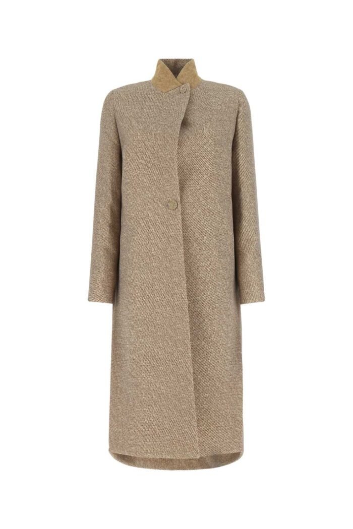 Embroidered wool blend coat - Image 1