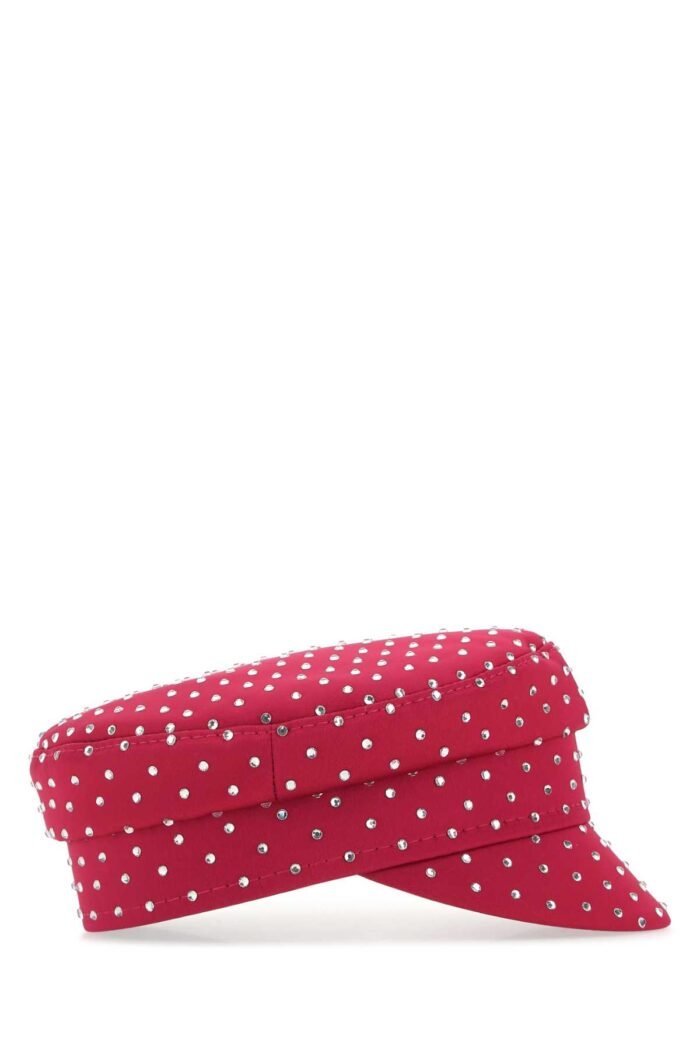 Tyrian purple satin baker boy hat - Image 2