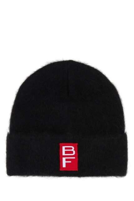 Black alpaca beanie hat