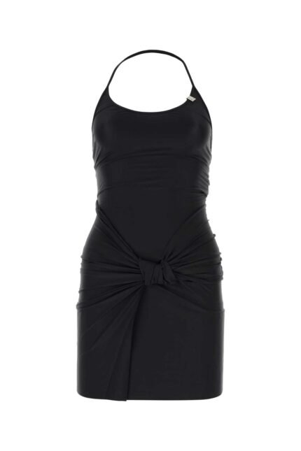 Black satin mini dress