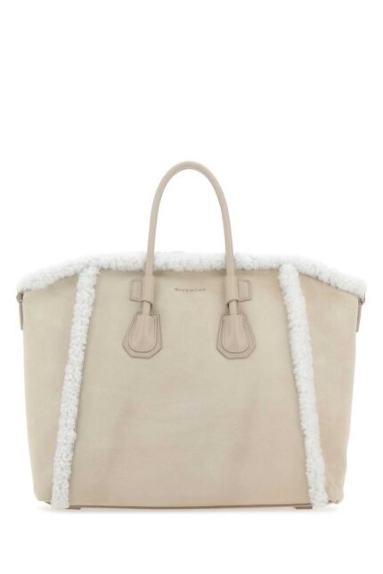 Sand suede small Antigona Sport handbag