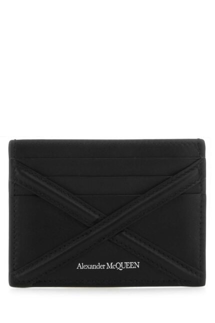 Black leather card holder