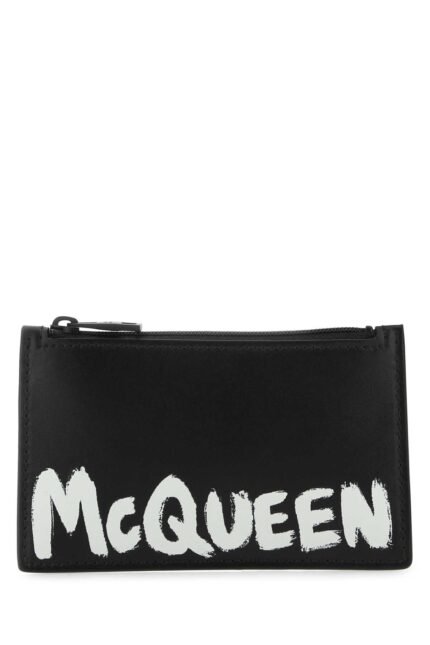 Black leather card holder