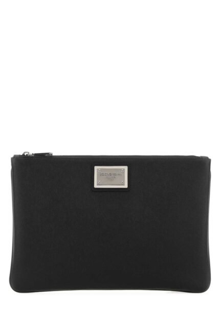 Black leather and nylon pouch