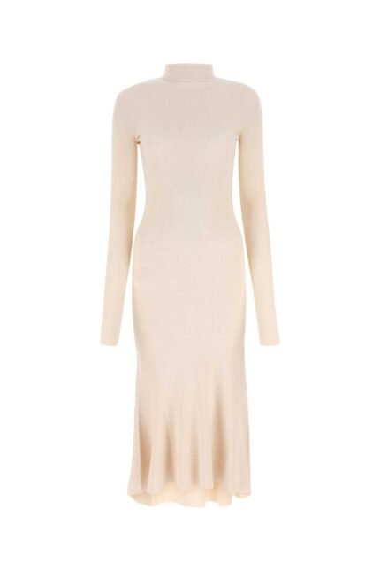 Sand silk blend dress