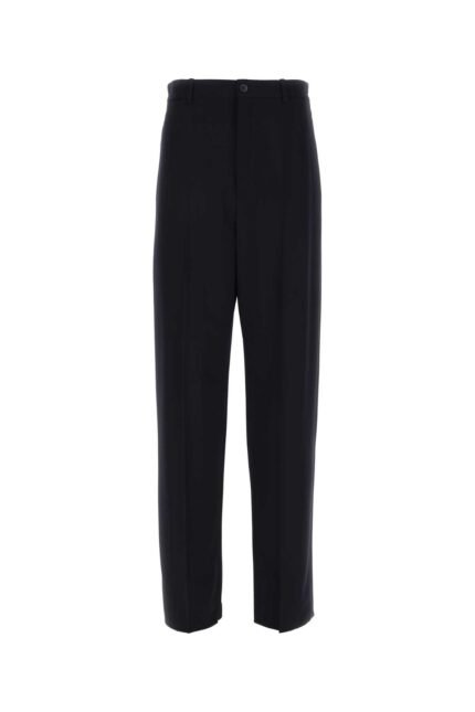 Navy blue twill wide-leg pant