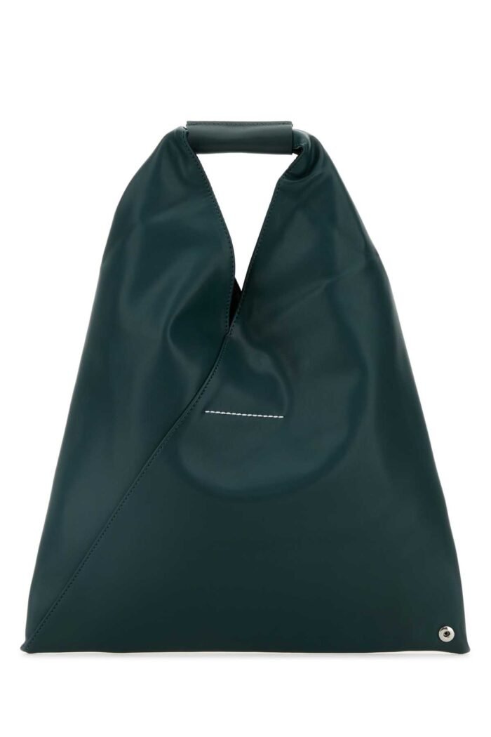 Bottle green synthetic leather Japanese handbag - Image 3