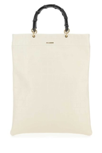 Ivory leather medium shopping bag