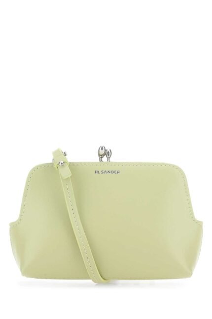 Pastel green leather micro Goji crossbody bag