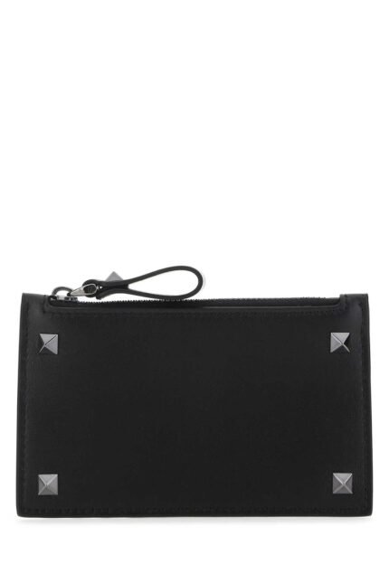 Black leather Rockstud card holder