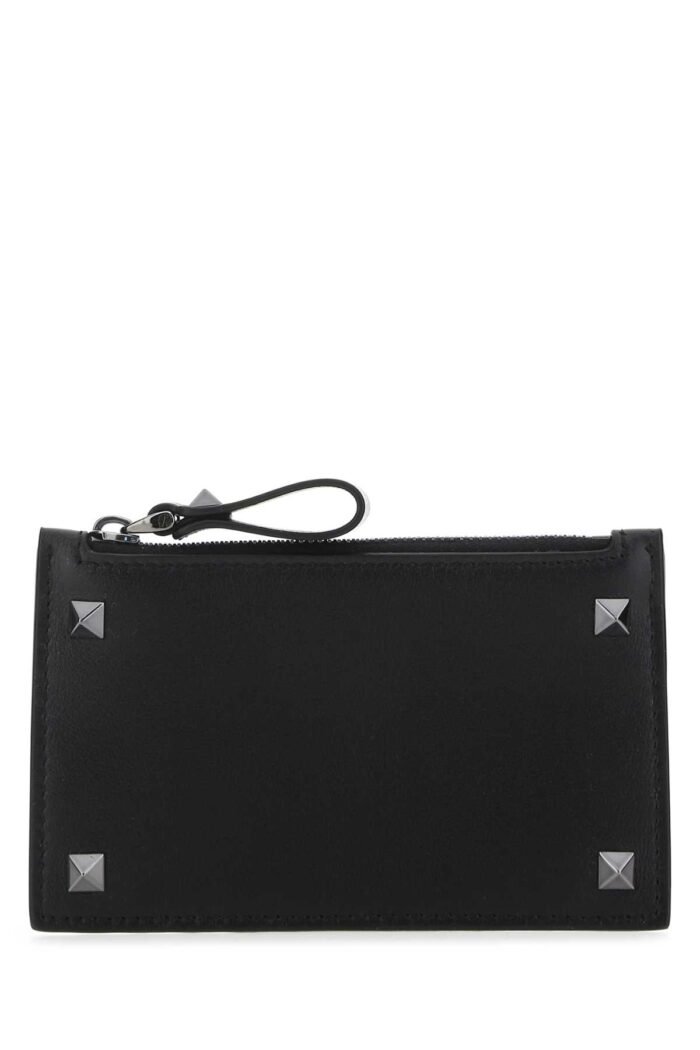 Black leather Rockstud card holder - Image 1
