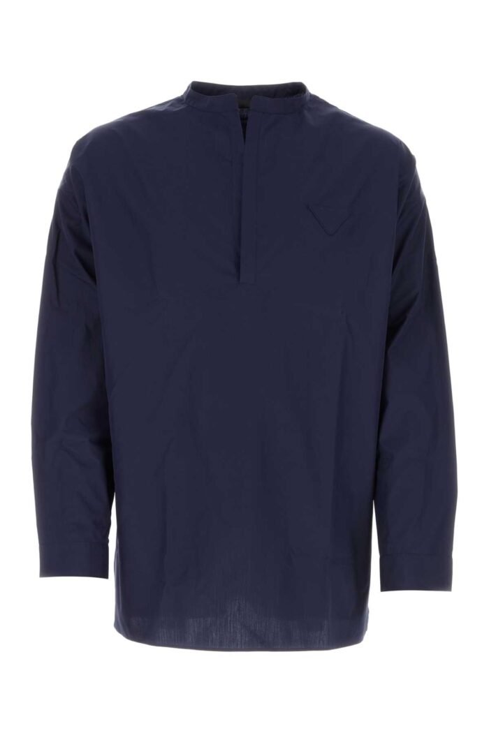 Navy blue poplin oversize shirt - Image 1