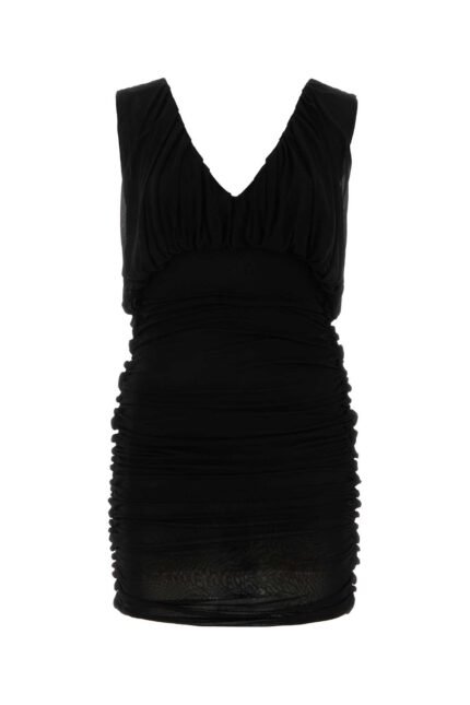 Black cupro mini dress