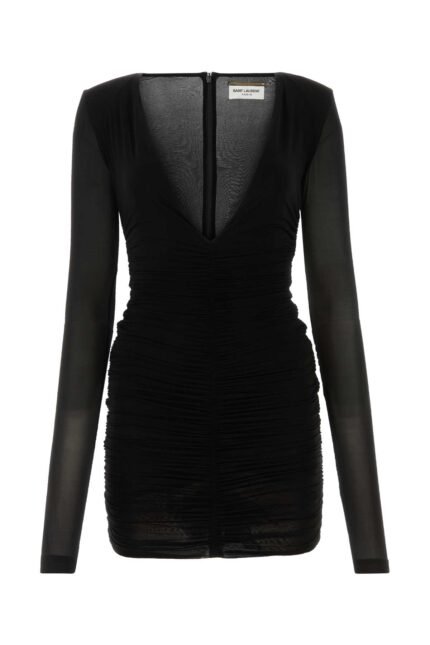 Black stretch cupro mini dress