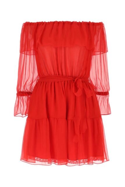 Red chiffon mini dress