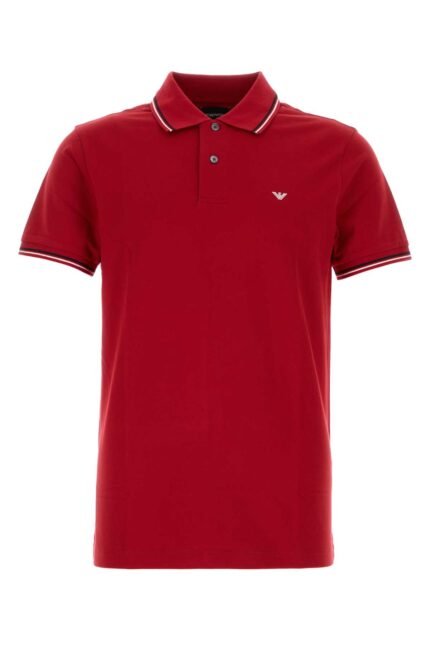 Red stretch cotton polo shirt