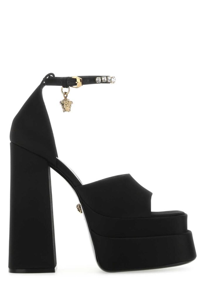 Black satin Medusa Aevitas sandals - Image 1