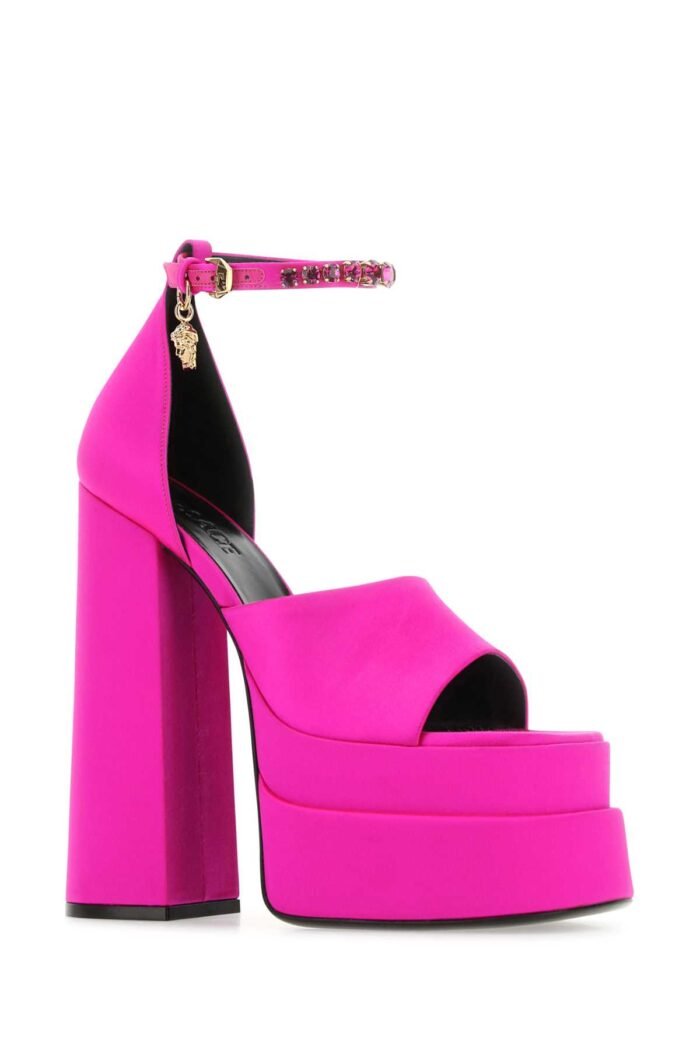 Fuchsia satin Medusa Aevitas sandals - Image 2