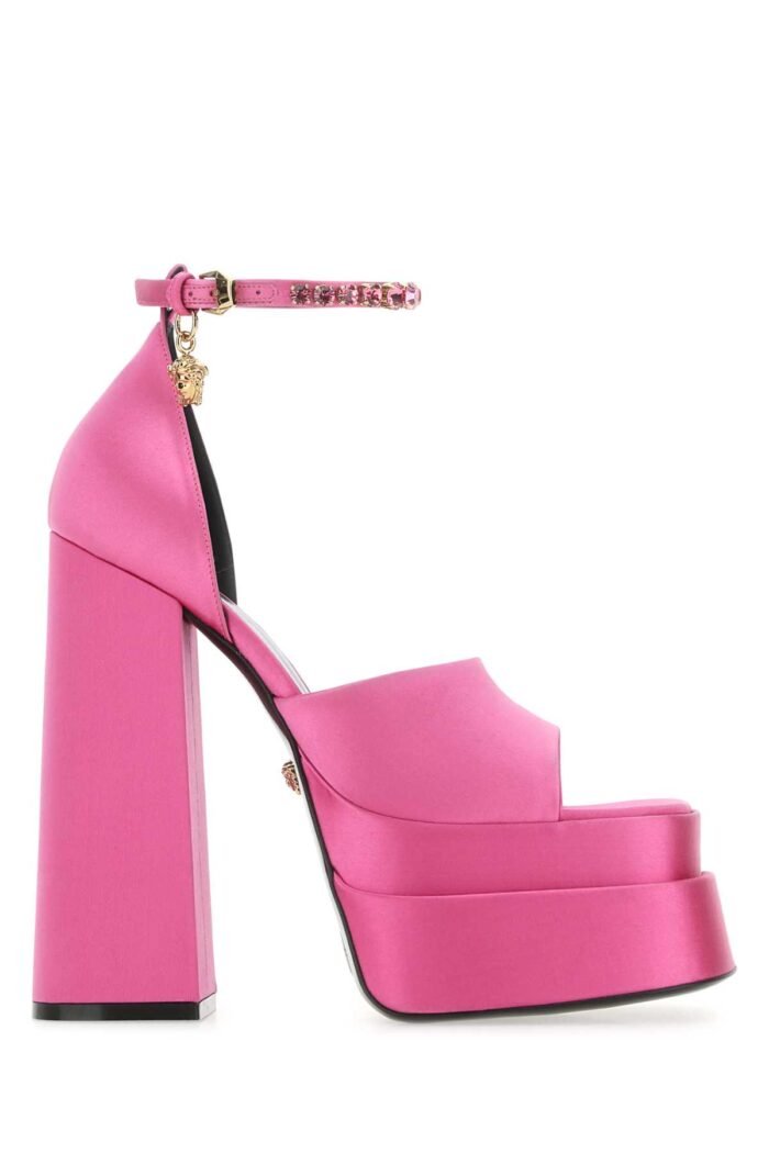 Fuchsia satin Medusa Aevitas sandals - Image 1