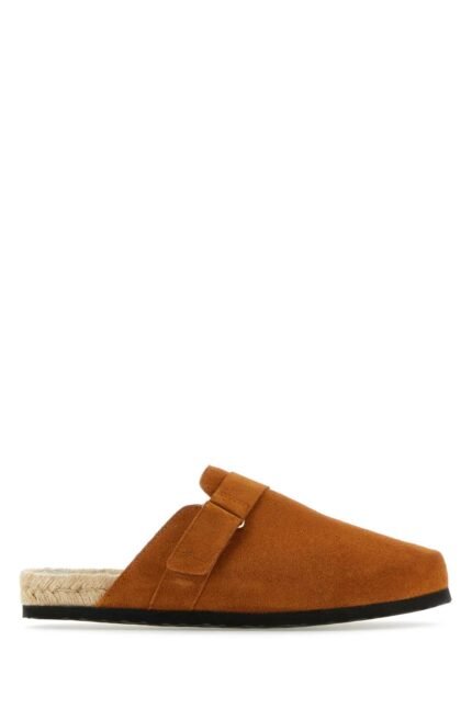 Camel suede Hamptons slippers