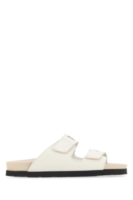 Ivory leather slippers