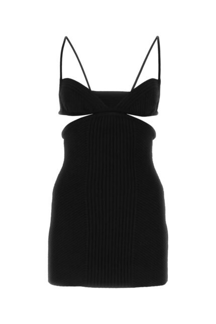 Black viscose blend mini dress