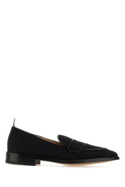 Midnight blue fabric loafers