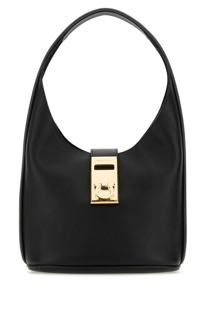 Black leather medium Hobo handbag - Image 1