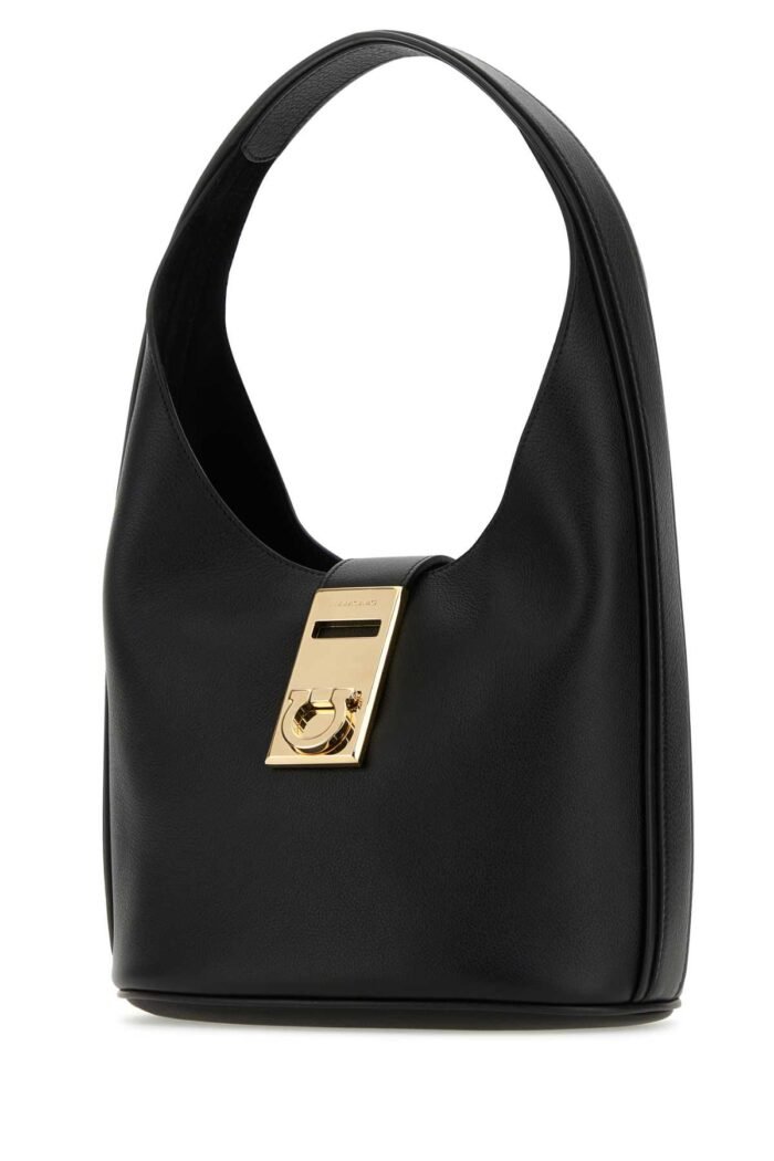 Black leather medium Hobo handbag - Image 2