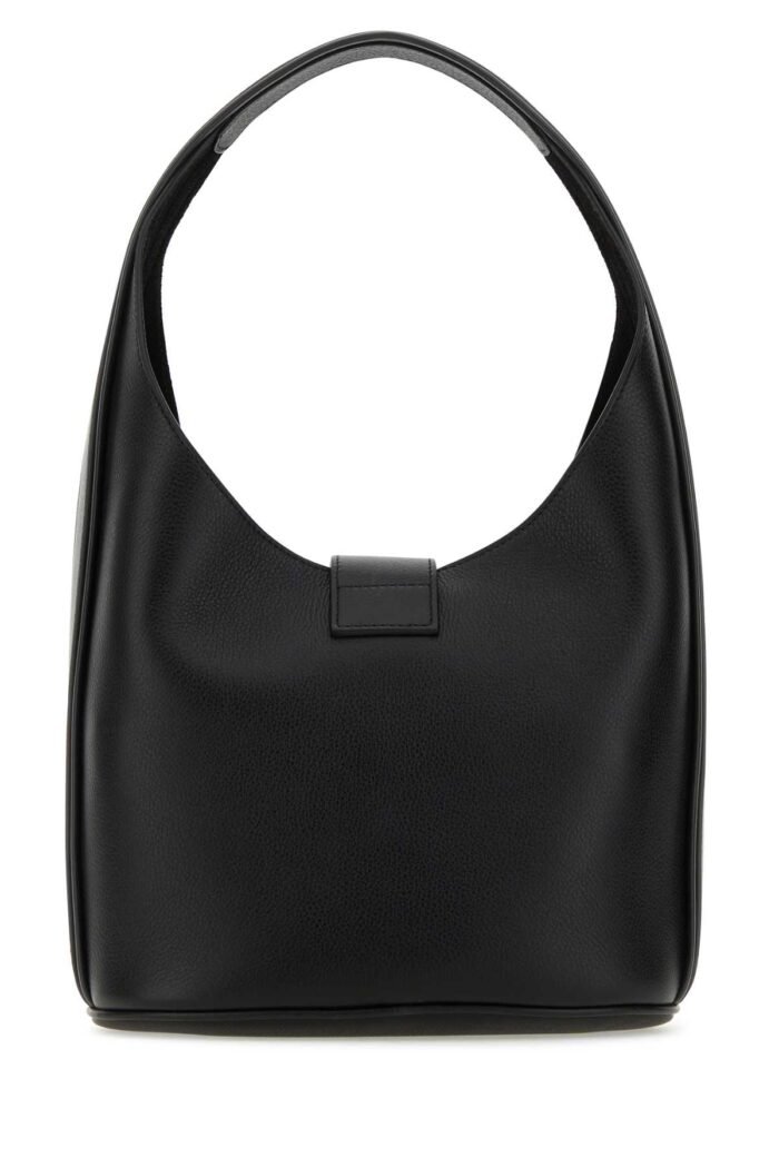 Black leather medium Hobo handbag - Image 3